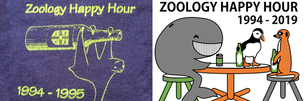 Poster celebrating 25 years of Zoology's Happy Hour
