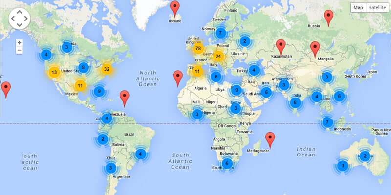 Alumni Groups map