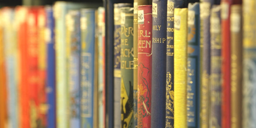 University library books on shelves