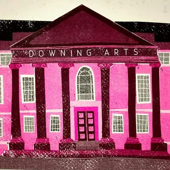 Illustration of a building with Downing Arts written on it