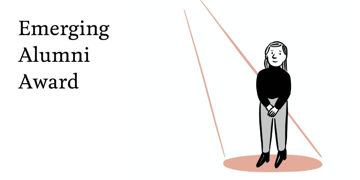 Illustration of a person centre stage in the spotlight