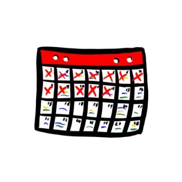 A calendar with days crossed-out