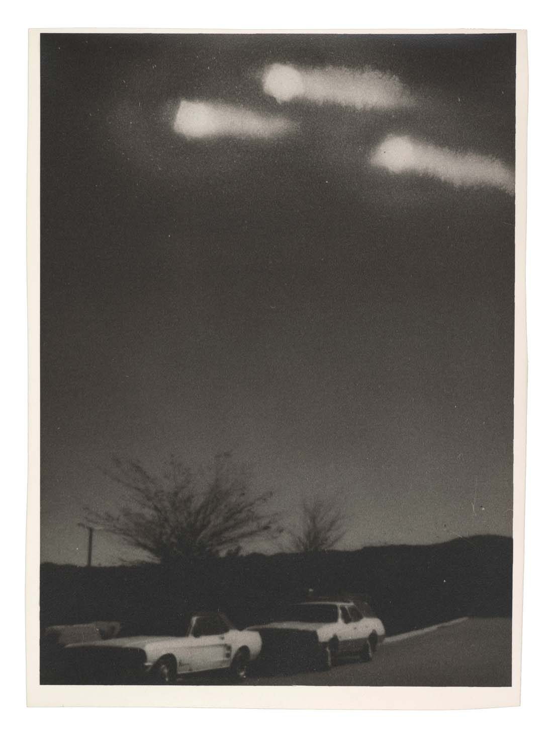 Old photograph of lights in the sky