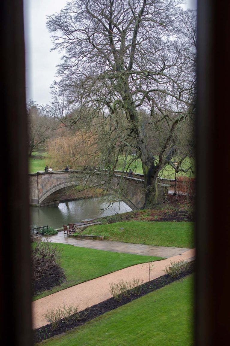View out window down to bridge