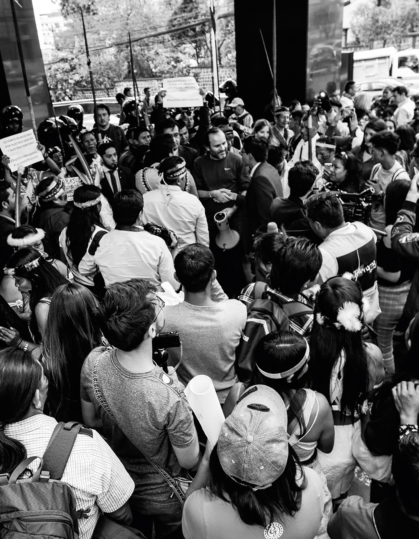 A roadblock in Pastaza, in protest against extractive companies that intend to plunder their ancestral lands of the Ecuadorian A