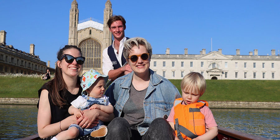 Family and friends enjoying punt tour