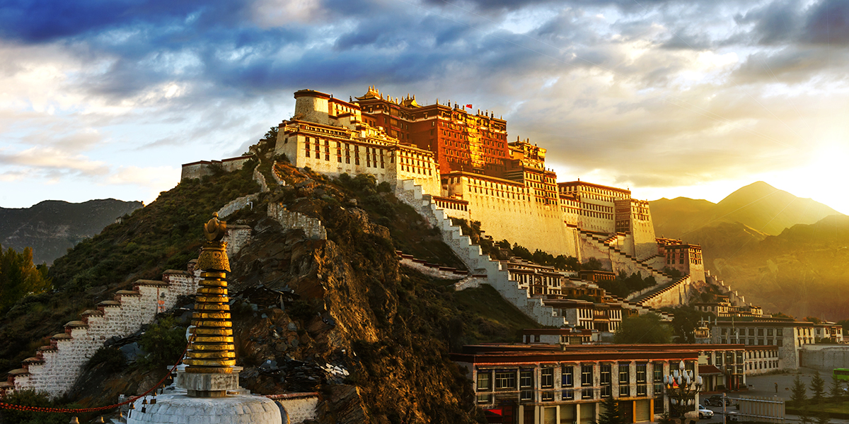 Lhasa in Tibert with the sunrise