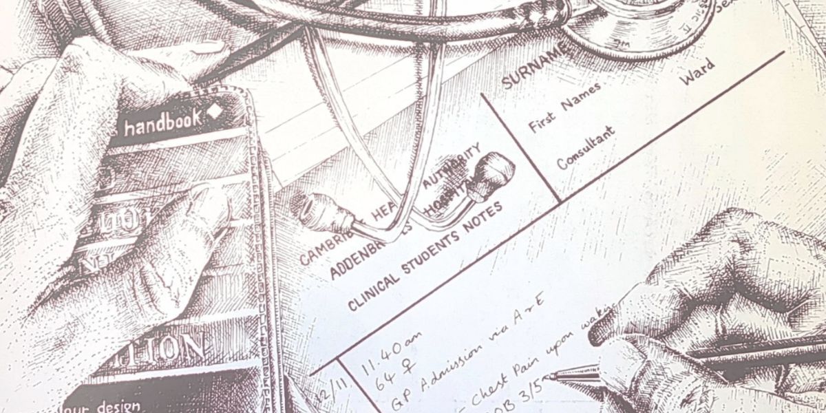 Cambridge Medicine Journal Autumn 1997 cover. A pencil illustration by School of Clinical Medicine alumna Dr Angela Luck.