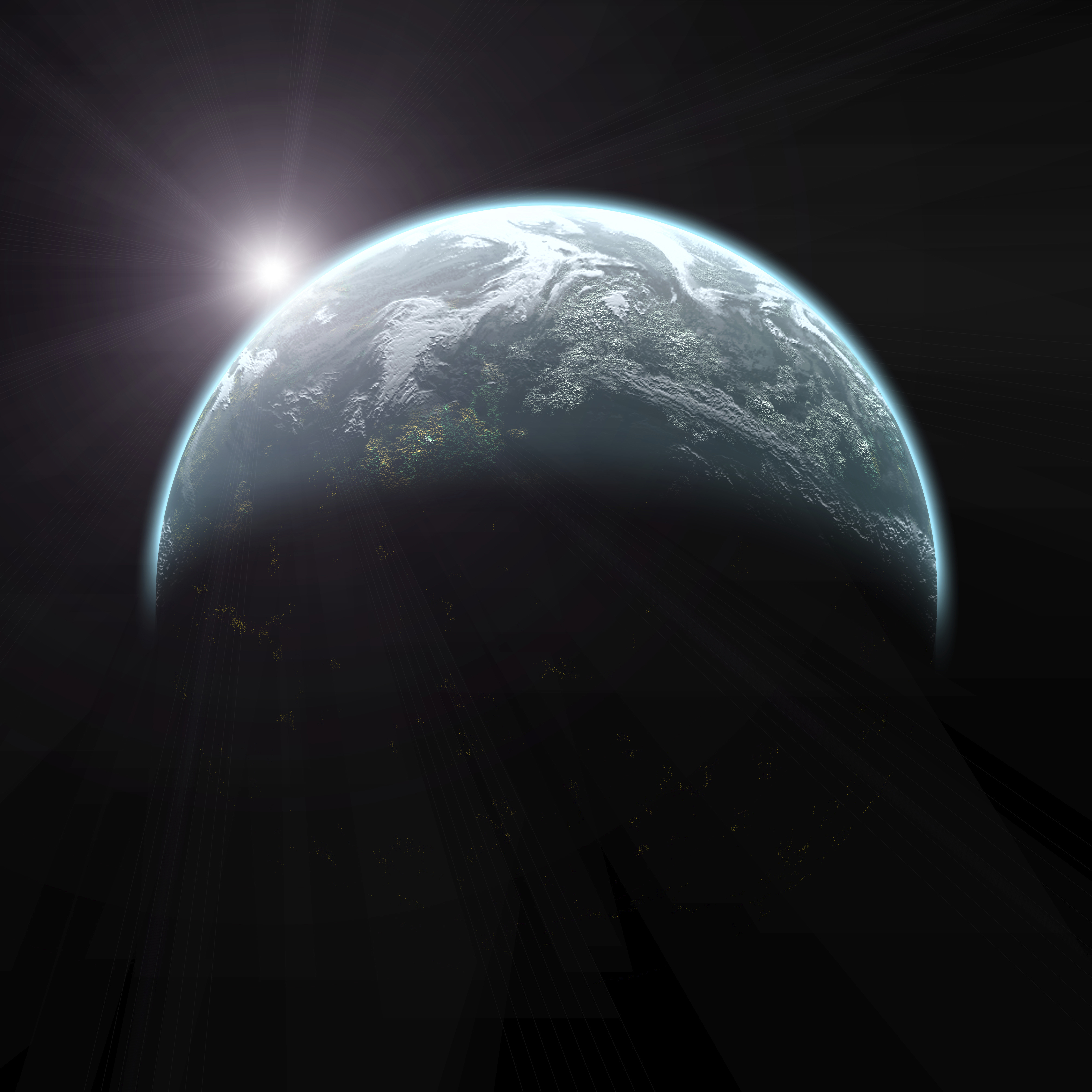 Sunrise over planet earth shown from space