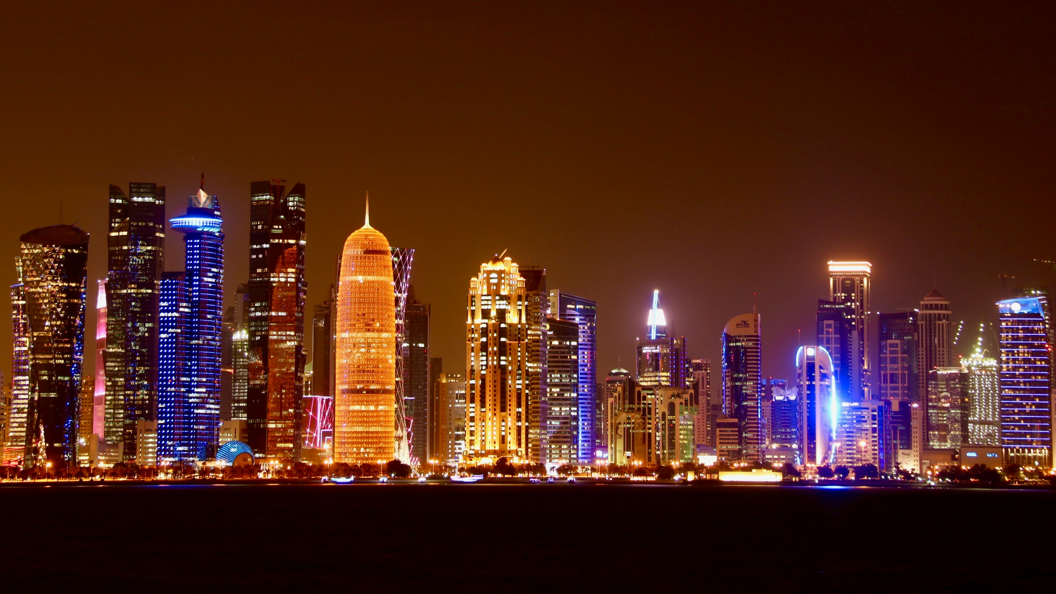Qatar skyline at night