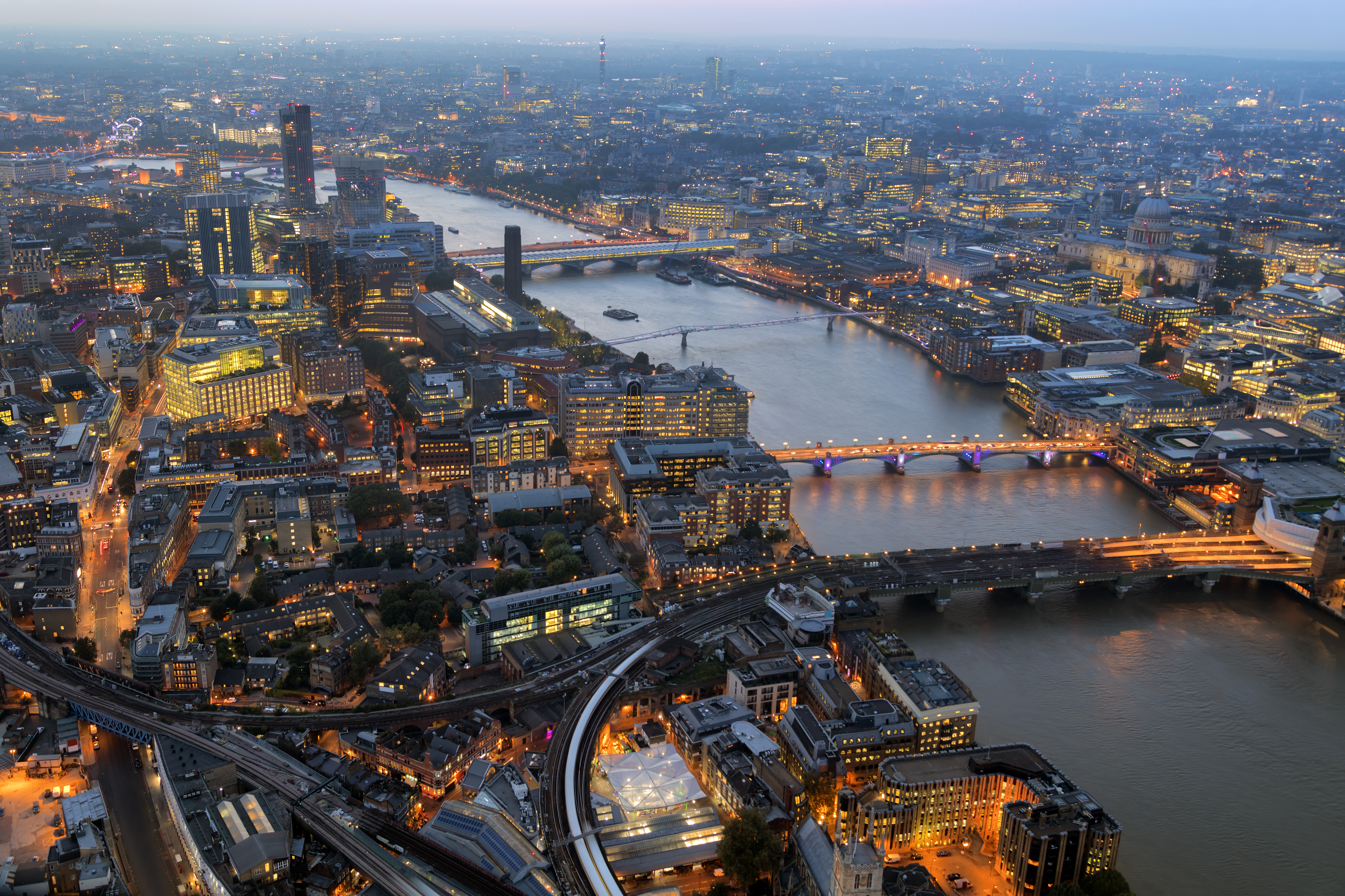 Early evening London skyline
