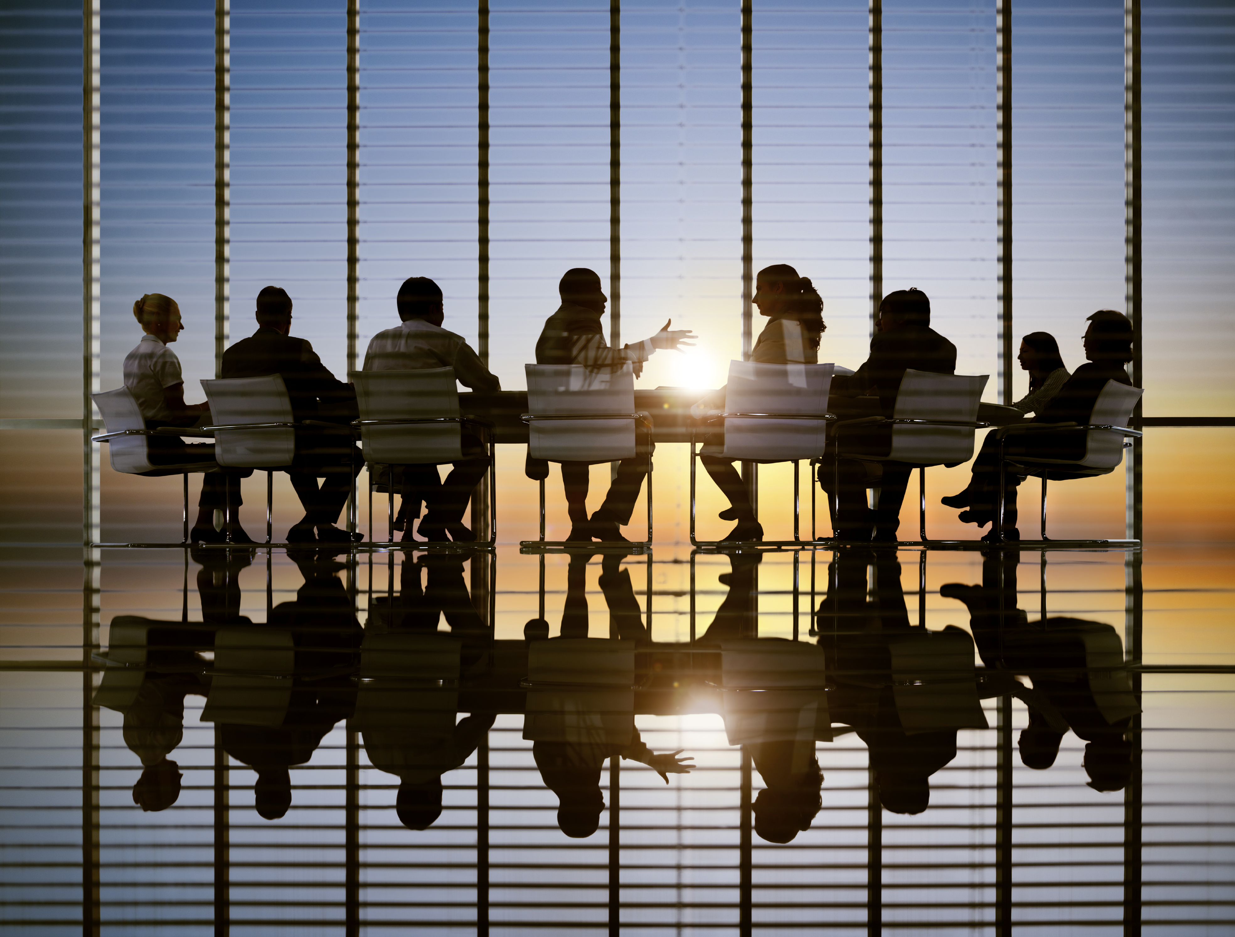 A meeting held in a office