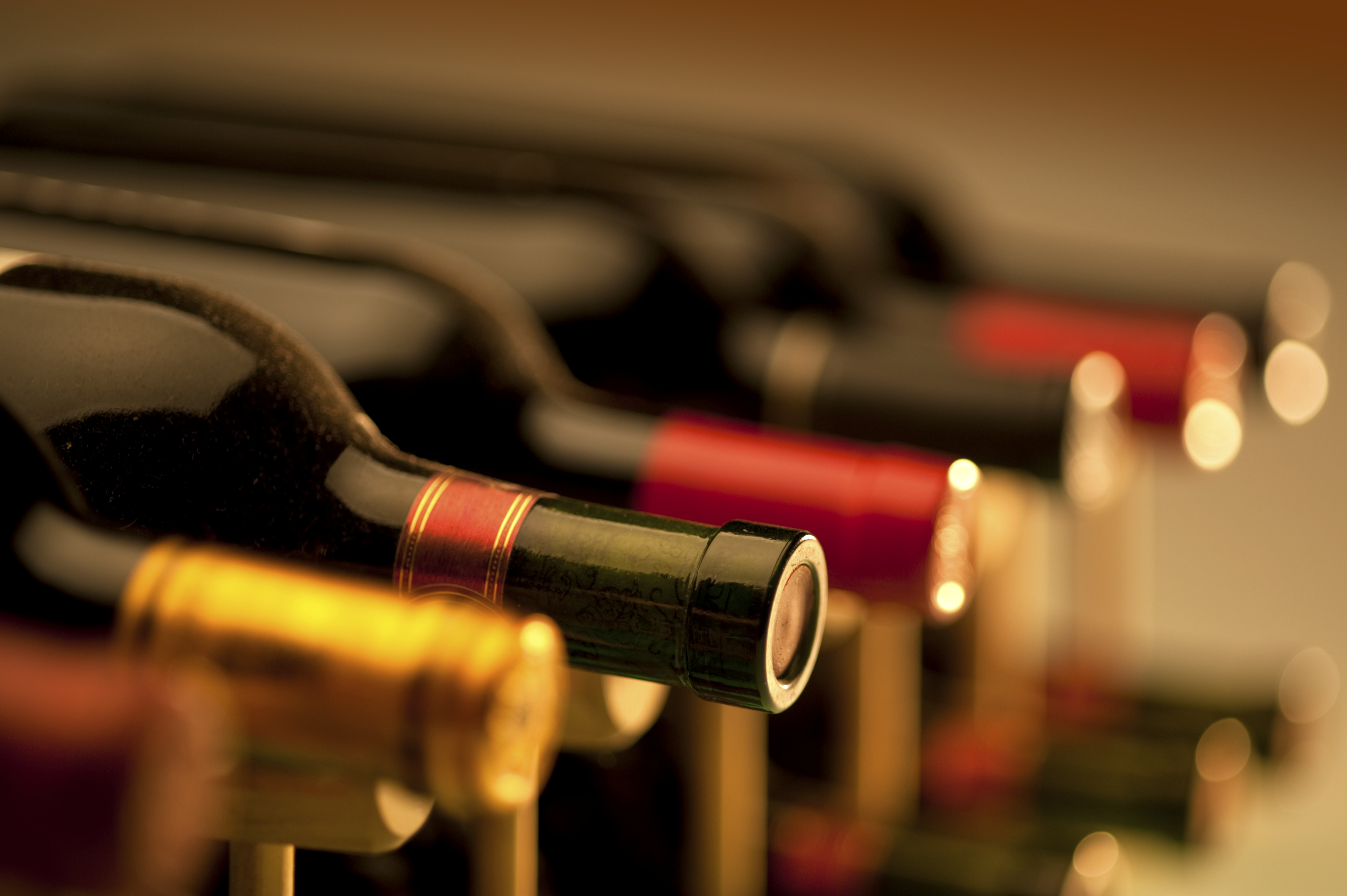 Wine bottles in a wine rack