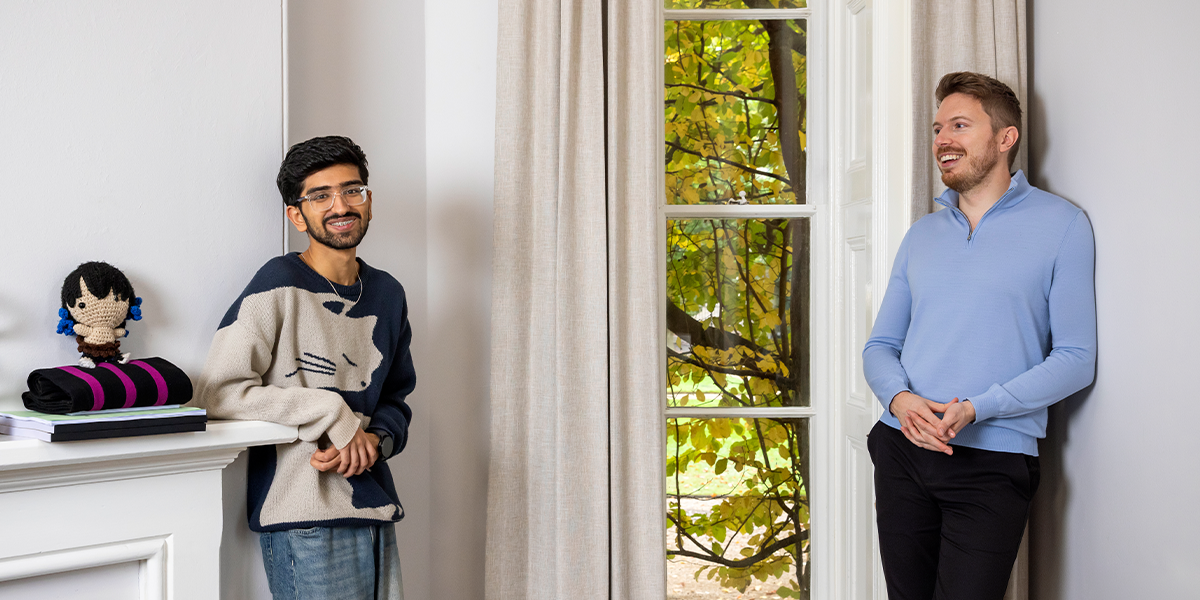 James Partridge (Downing 2009) and current Downing resident Aryan Parekh.
