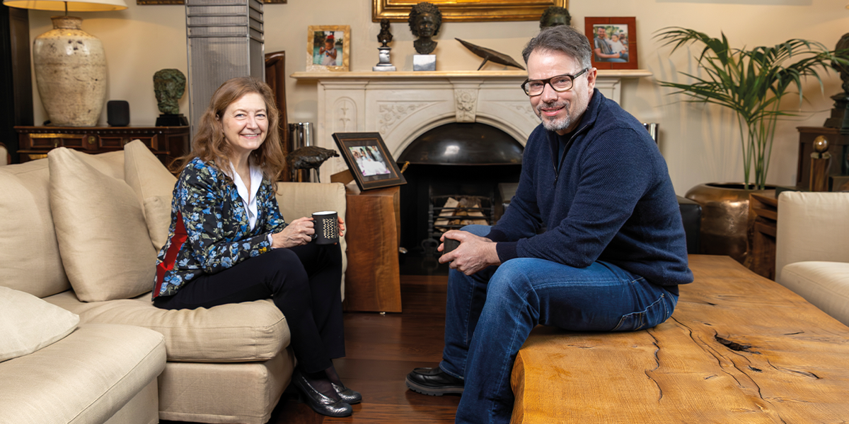 Vice-Chancellor Professor Deborah Prentice (left) with (right) Chris Rokos.