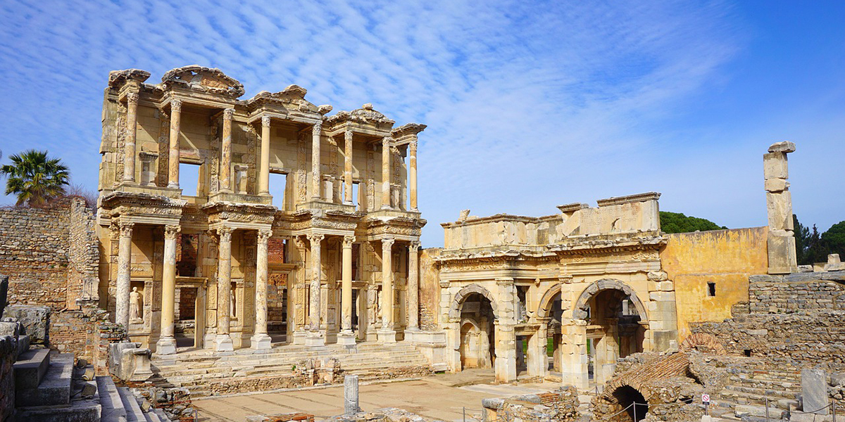 Ancient greek ruins under sky skies
