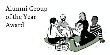 Illustration of a group of people sat on a picnic blanket 