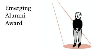 Illustration of a person centre stage in the spotlight