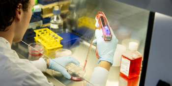 A University student working in a research laboratory at the Department of Pathology. Copyright: University of Cambridge