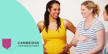 Image showing women pregnant women talking and smiling.