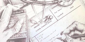 Cambridge Medicine Journal Autumn 1997 cover. A pencil illustration by School of Clinical Medicine alumna Dr Angela Luck.