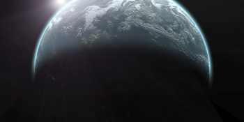 Sunrise over planet earth shown from space