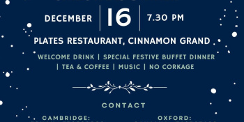 Flyer detailing the event taking place on 16 December
