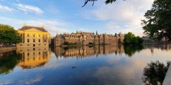 Binnenhof in the Hague across Hofvijver lake