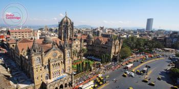 Photo of Mumbai railway station with Global Cambridge logo