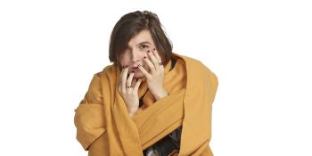 Student wrapped in scarf