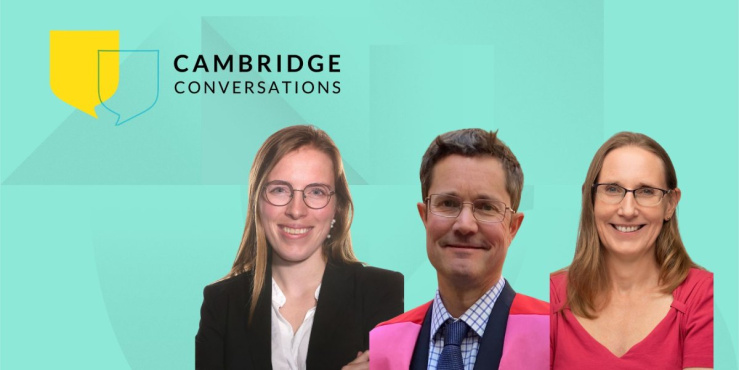 Cambridge Conversation panellists, Professors Paul Wilkinson, Amy Orben and Tamsin Ford.