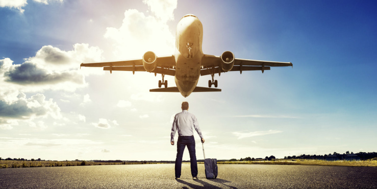 Airplane and man
