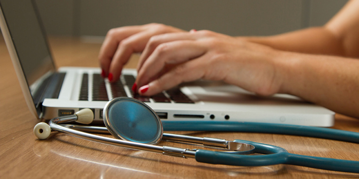 Laptop and stethoscope