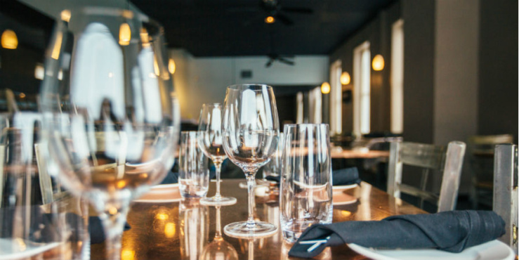 Glasses on table