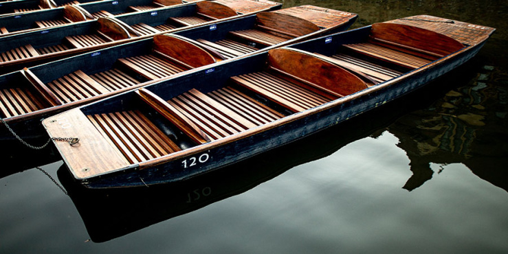 Punts on the river Cam in Cambridge