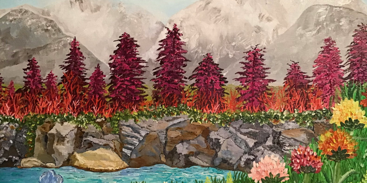 Forest, mountains and water
