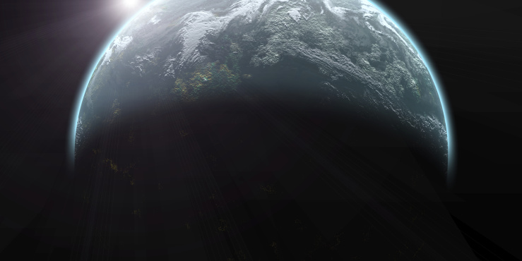 Sunrise over planet earth shown from space
