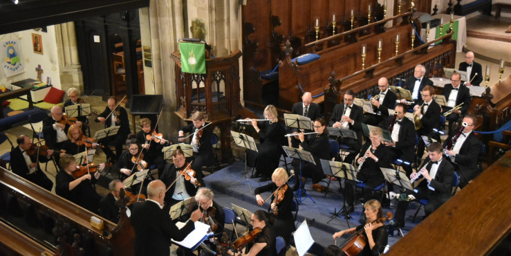 Orchestra inside Great St Mary's