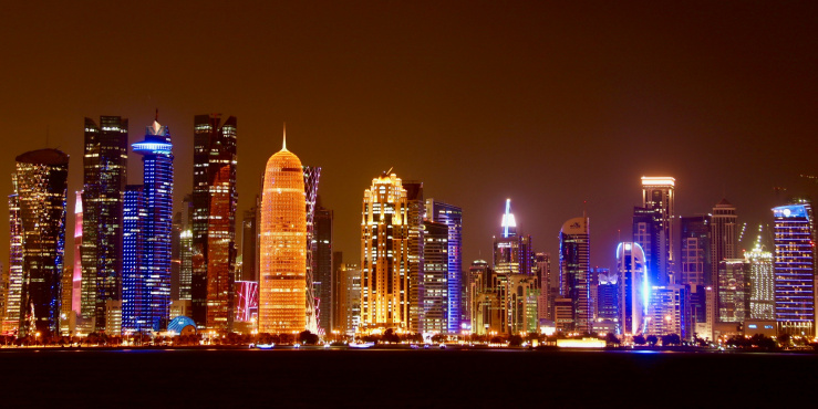 Qatar skyline at night