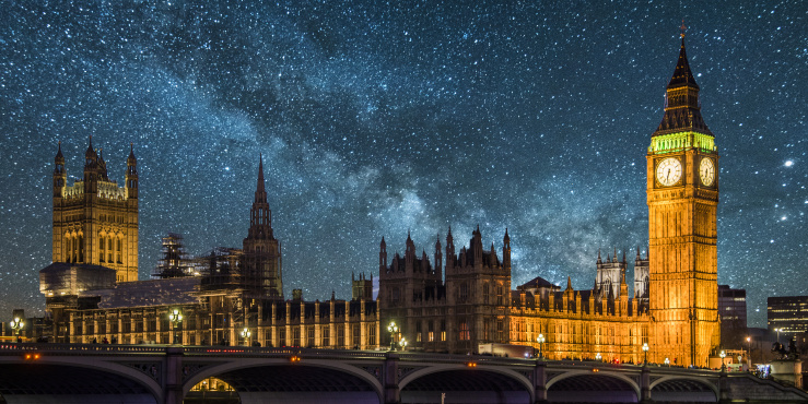 A view of Big Ben in London under a night sky
