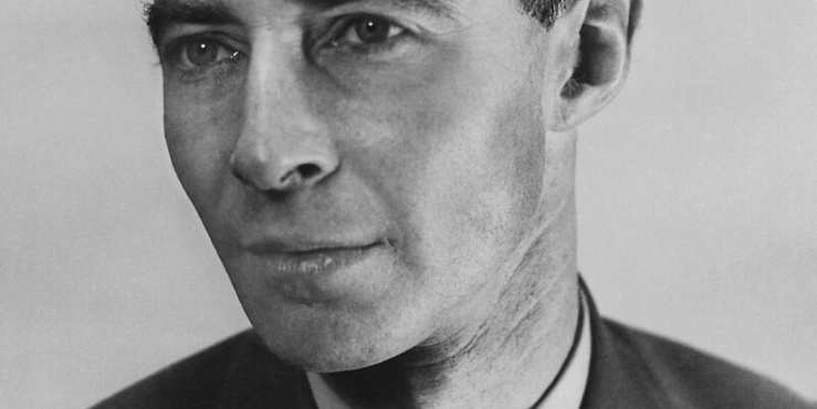 Black and white photograph of J. Robert Oppenheimer