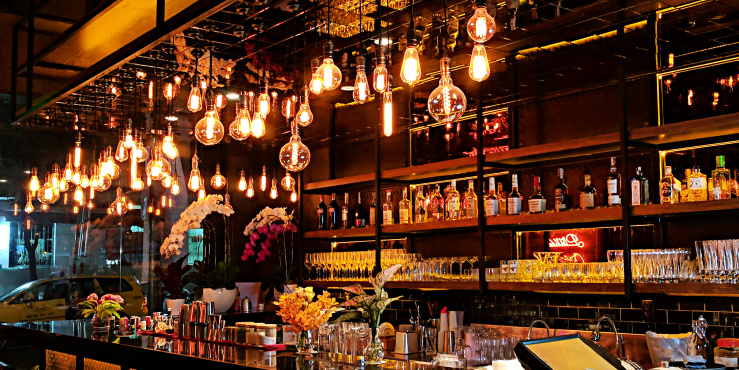 Bar with lights
