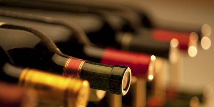 Wine bottles in a wine rack