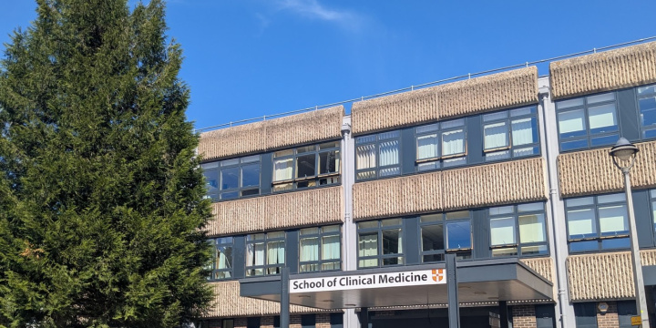 The front of the School of Clinical Medicine building in 2025.