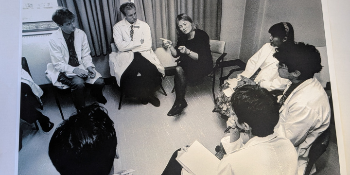 One of the first Clinical Communications Skills sessions at the School led by Penny Morris. Image Credit: Carlos Guarita.