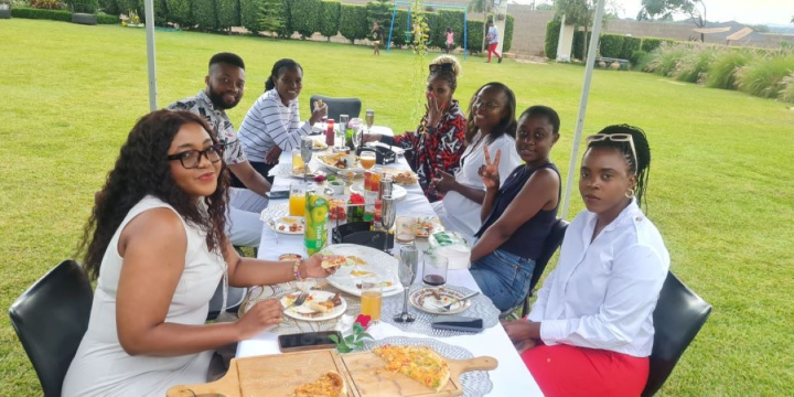 The Malawi group enjoying an outdoor meal