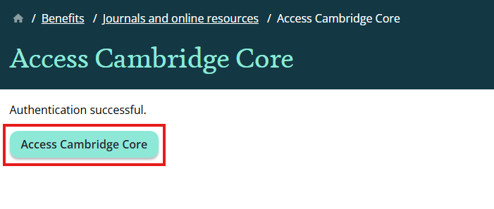 Screenshot showing the journal authentication page with the access button highlighted