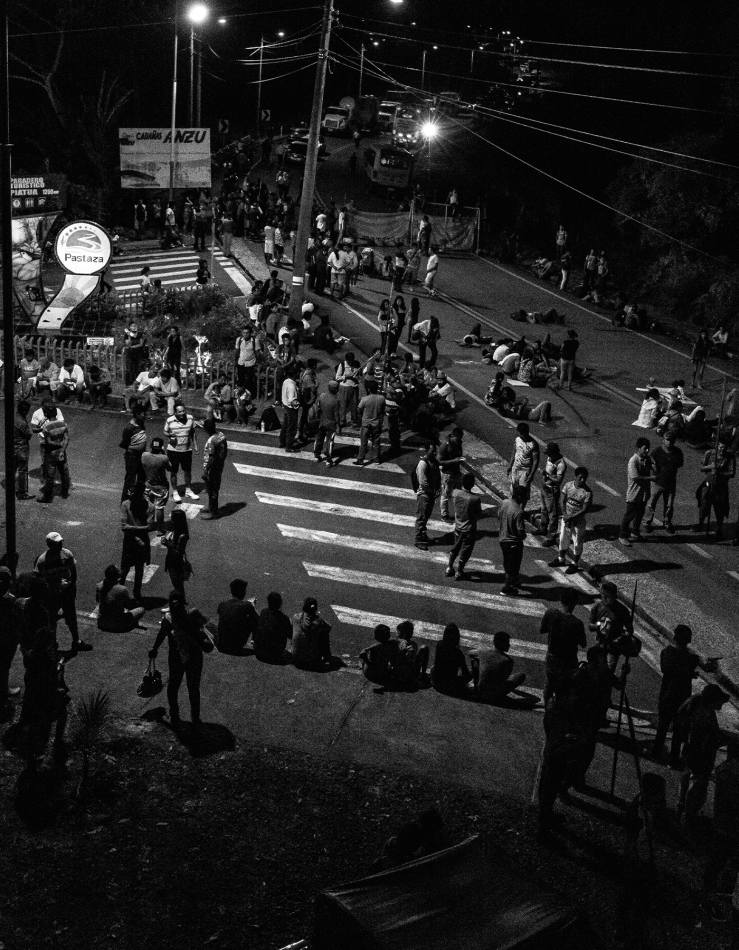 A roadblock in Pastaza, in protest against extractive companies that intend to plunder their ancestral lands of the Ecuadorian A