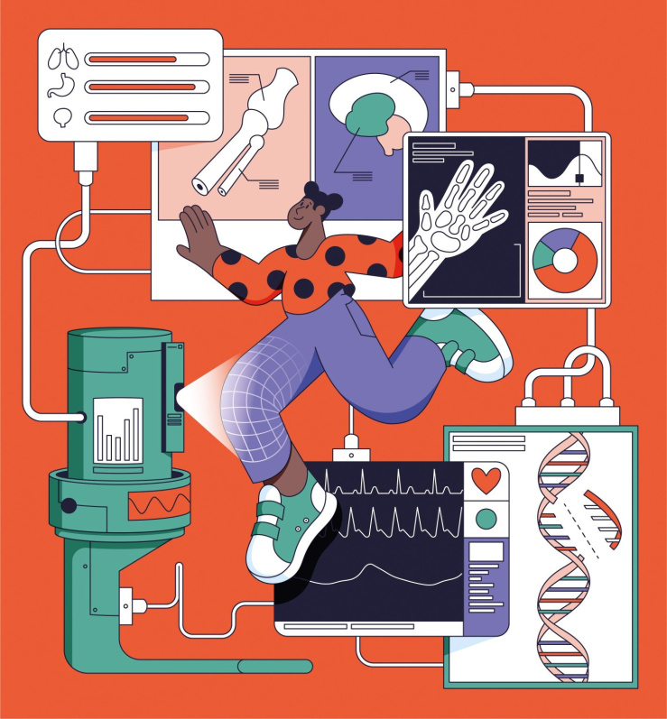 Illustration showing different technology in hospitals