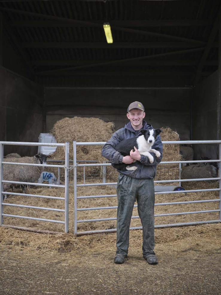 Shepherd Toby Wilson with Pip, his sheepdog in training.